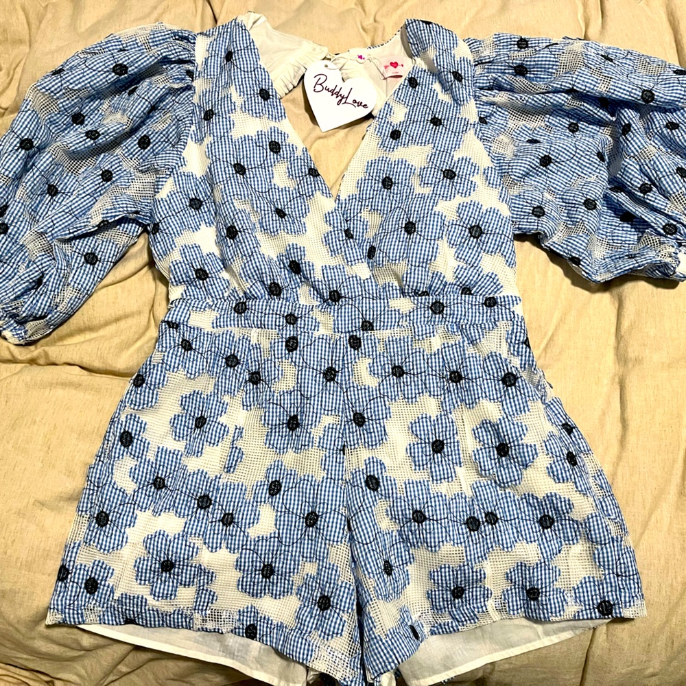 Buddy Love Julia short sleeve Romper - Blue Lagoon